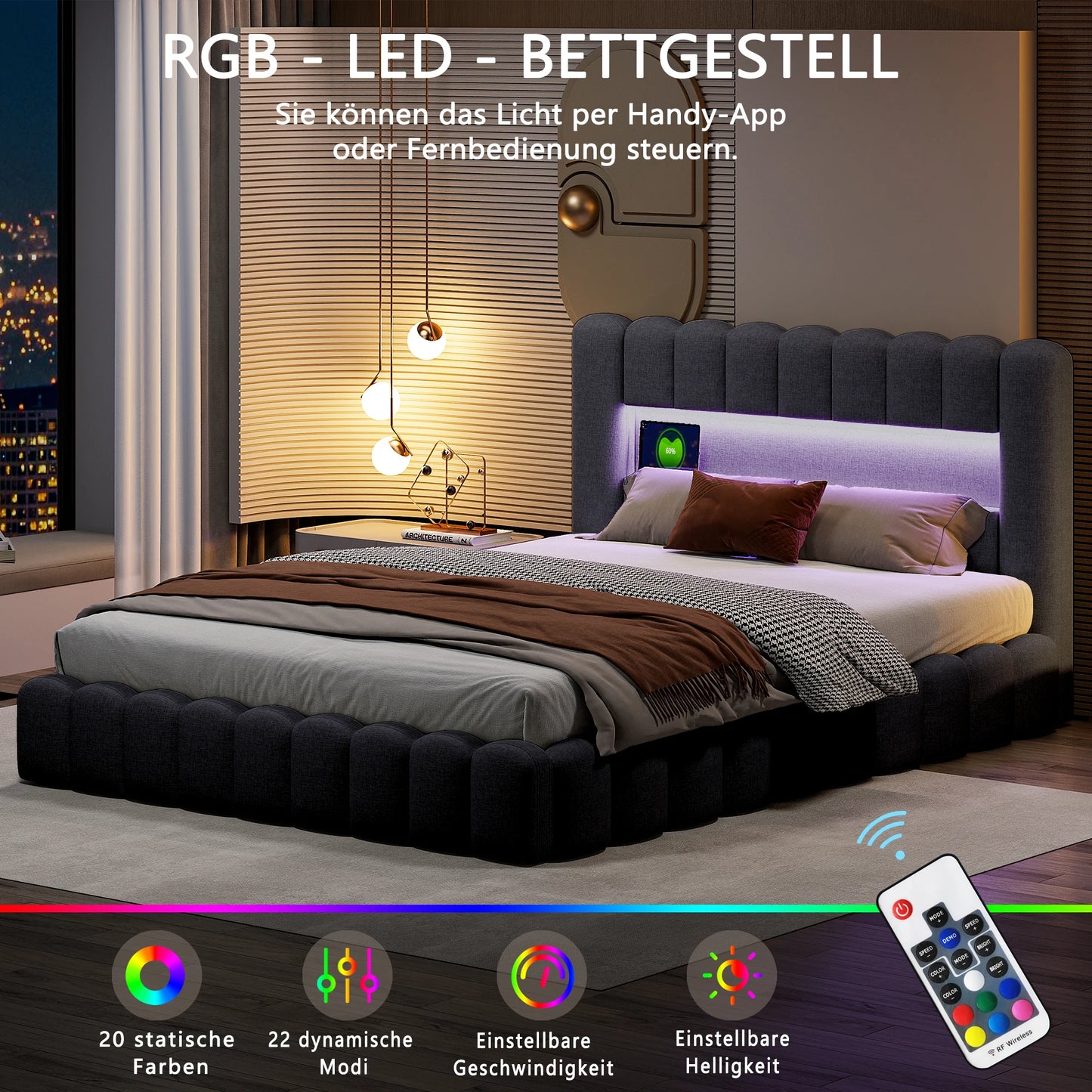 Port bed met USB & LED