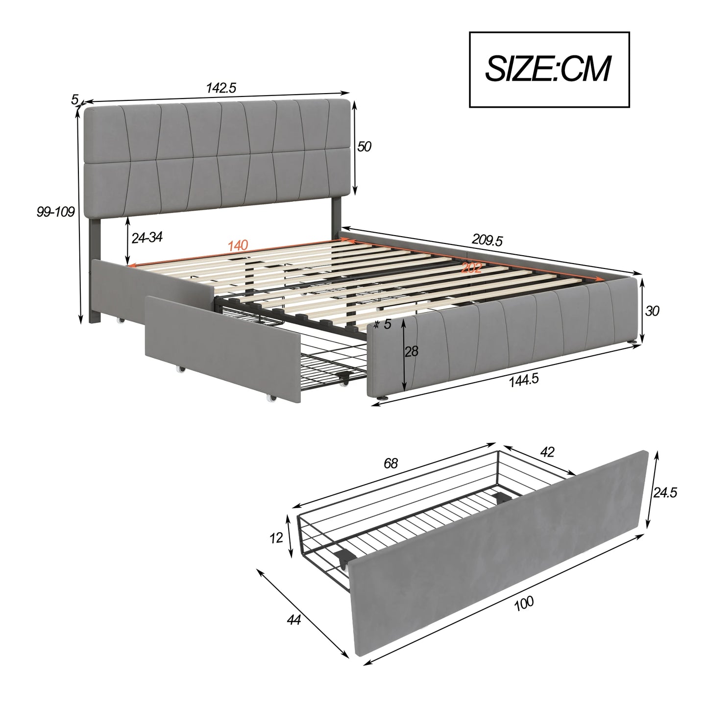 Stana bed met vier lades