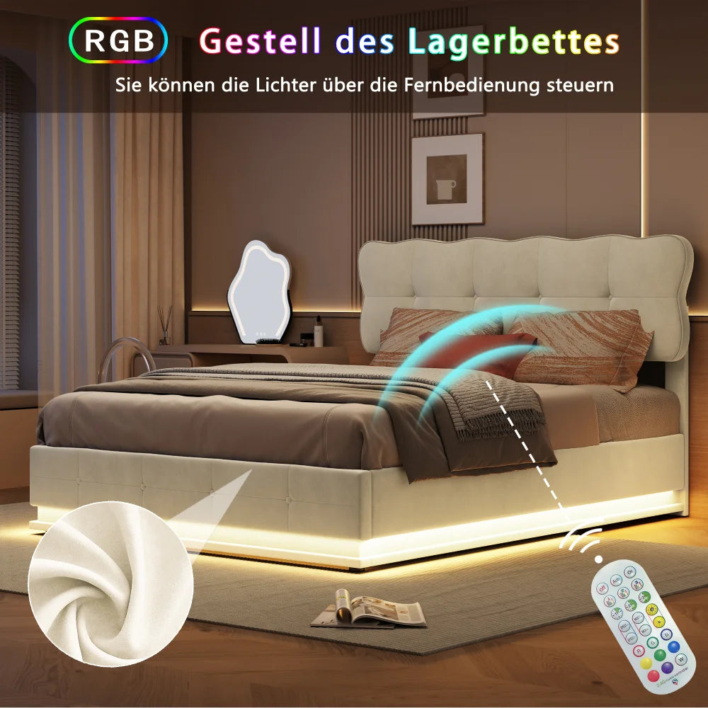 Ares opbergbed met LED‑verlichting