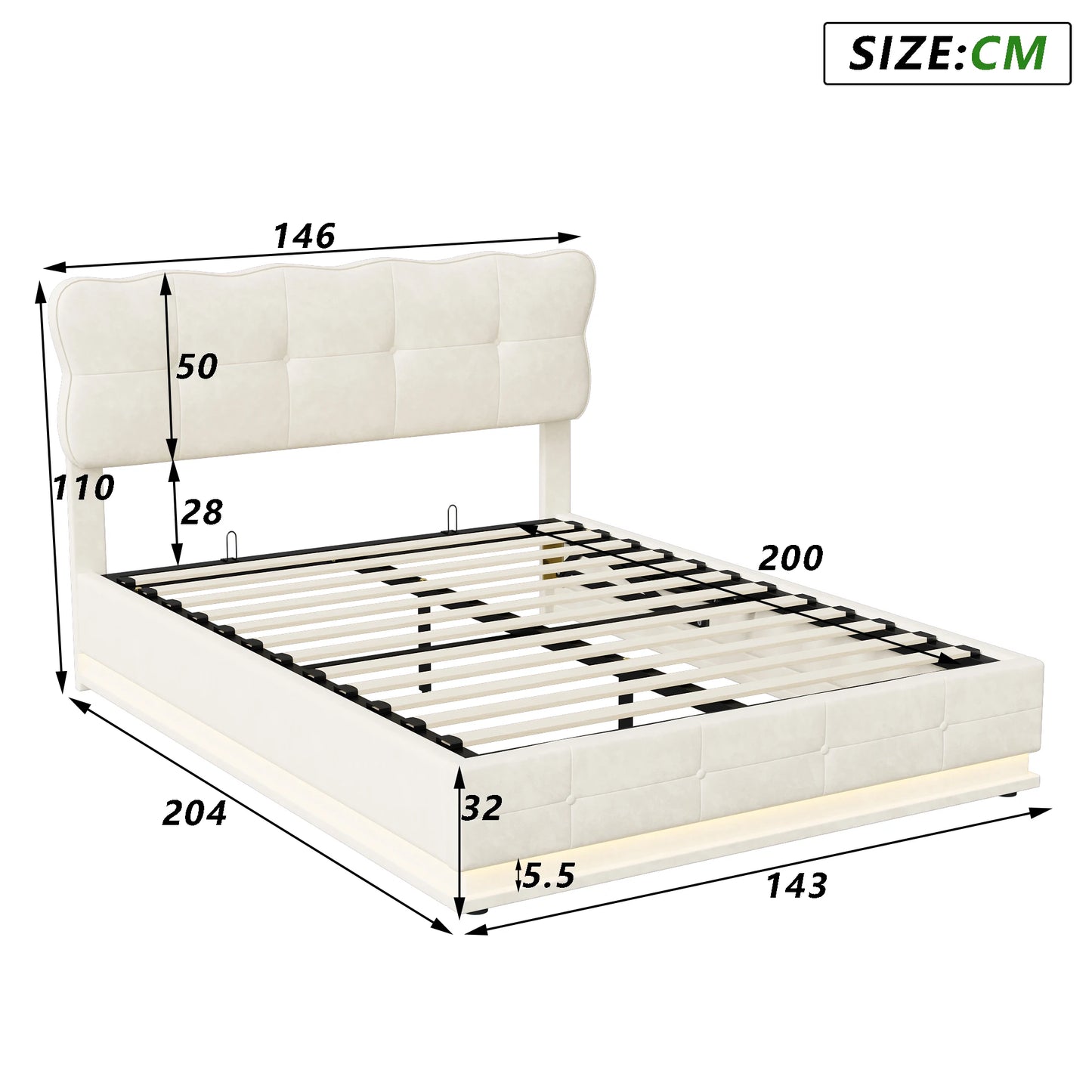 Ares opbergbed met LED‑verlichting
