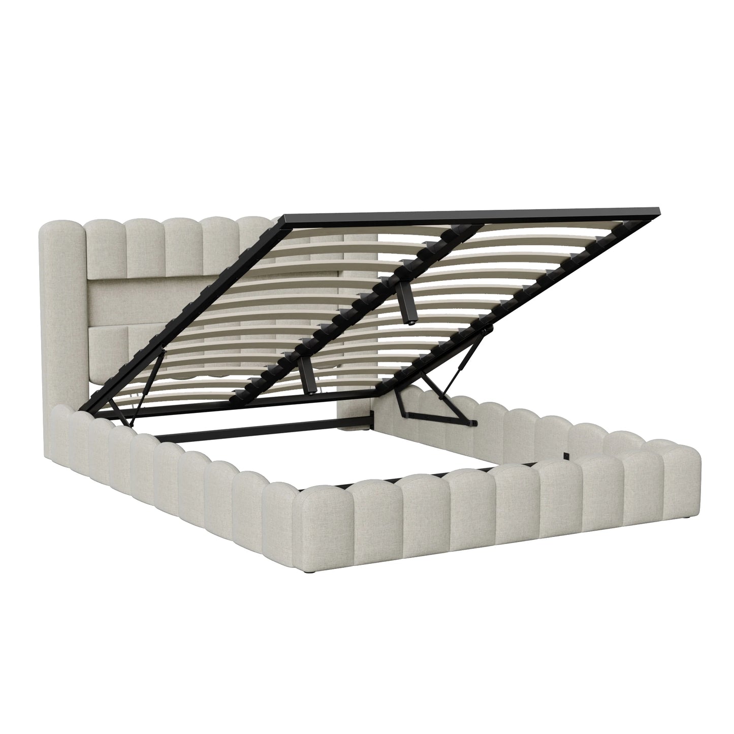 Peru Gestoffeerd Bed 180x200 cm met LED en USB met opbergruimte