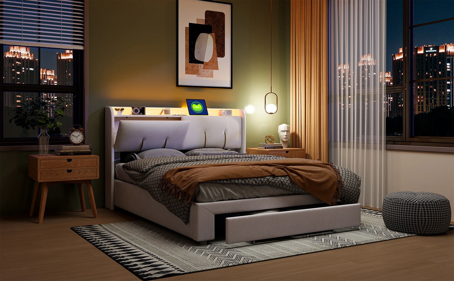 Luba bed met gasveer‑opslag