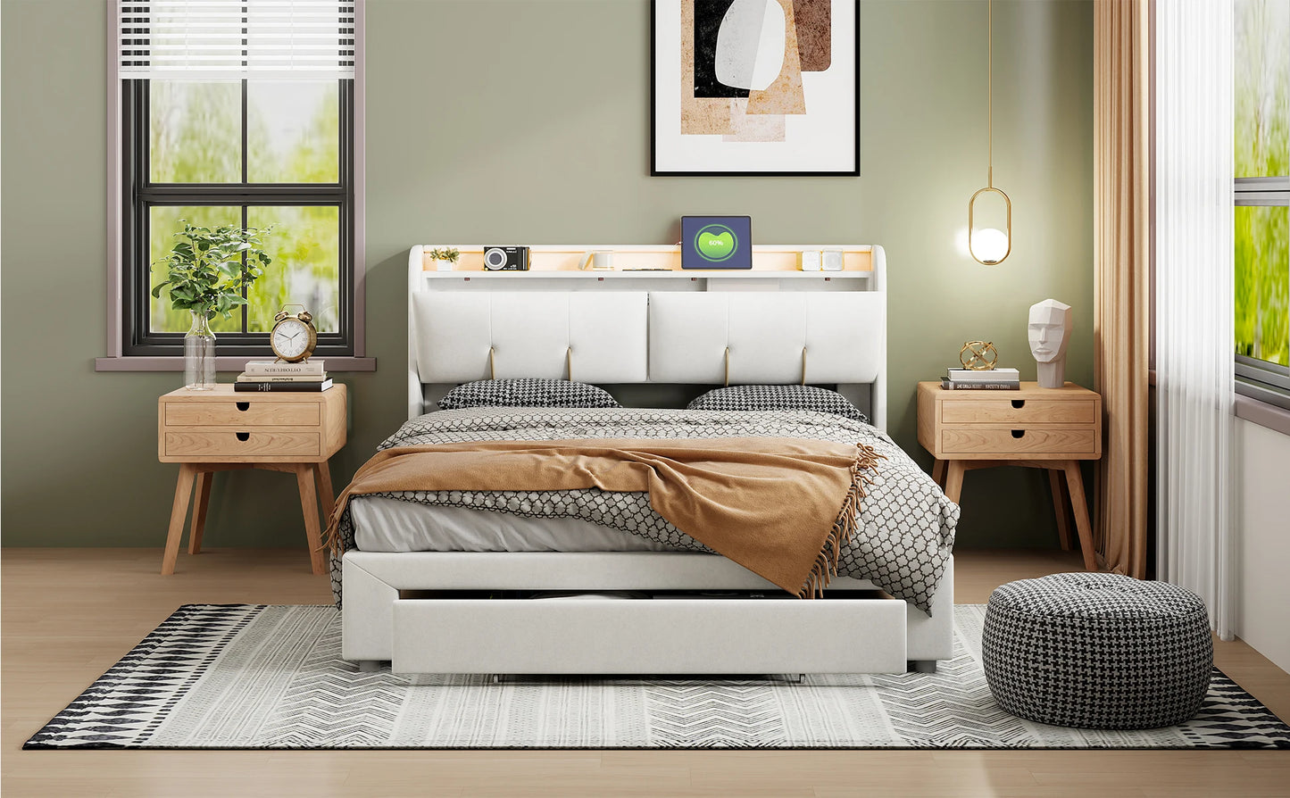 Luba bed met gasveer‑opslag