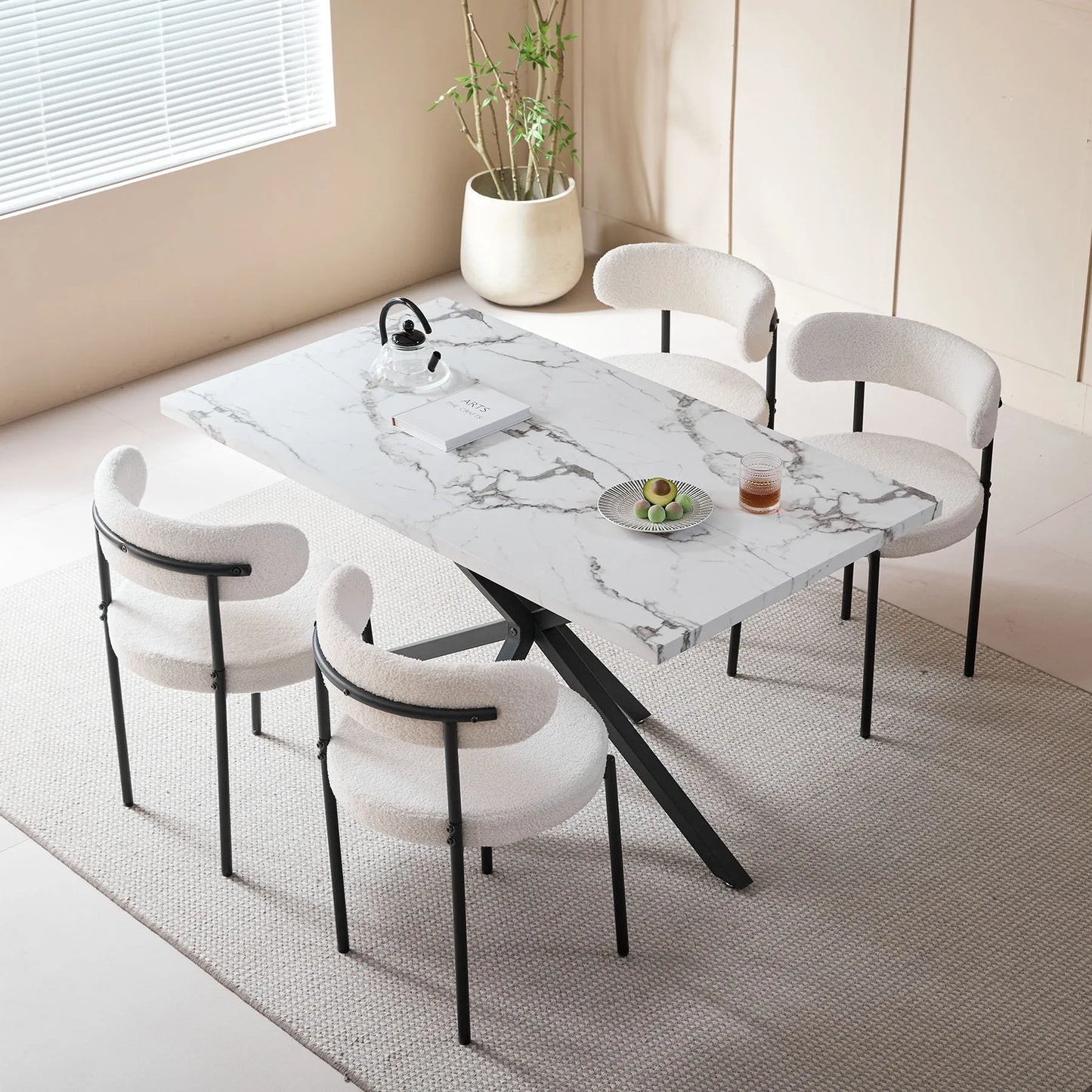 Milan Eettafel – Marmerlook 140 cm | Modern