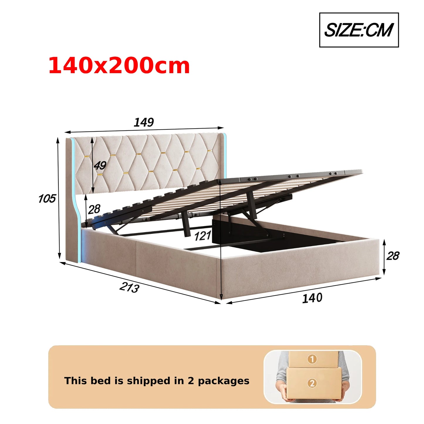 Dubai Bed met opbergruimte