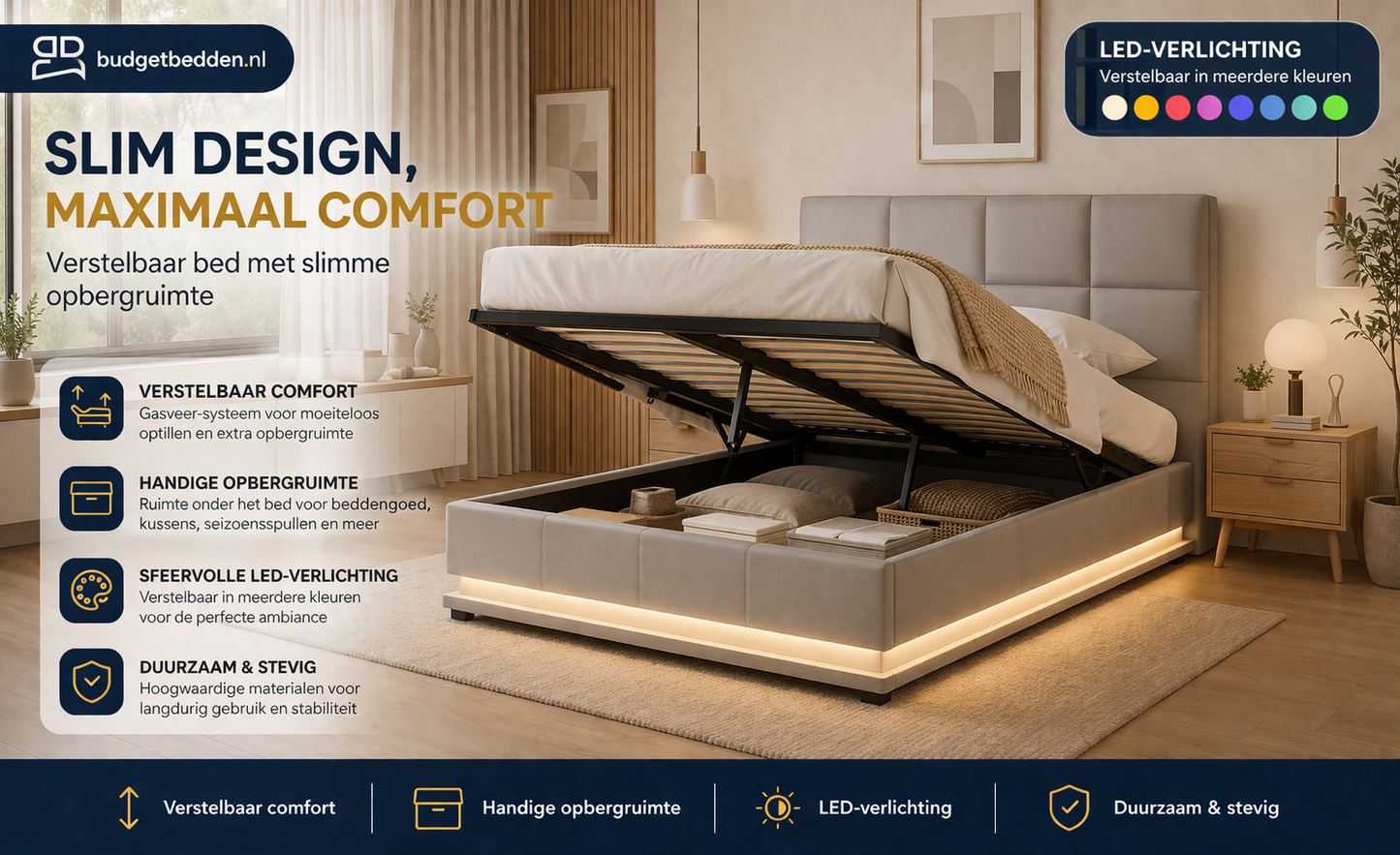 Yoli opbergbed met LED‑verlichting