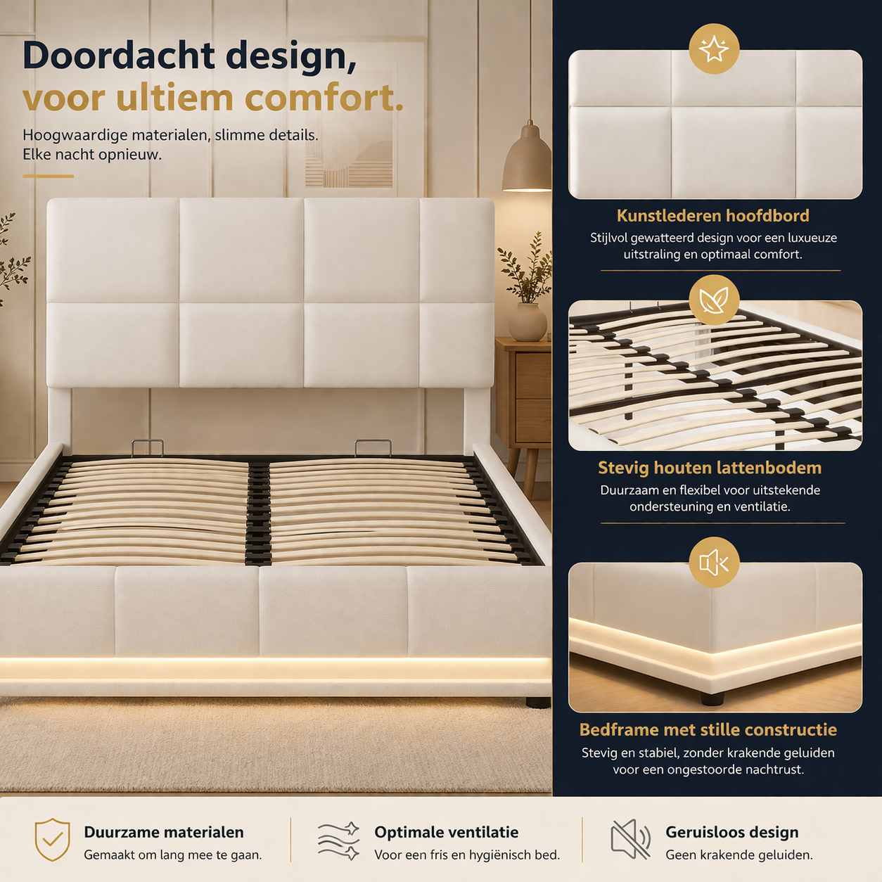 Lomi opbergbed met LED‑strip