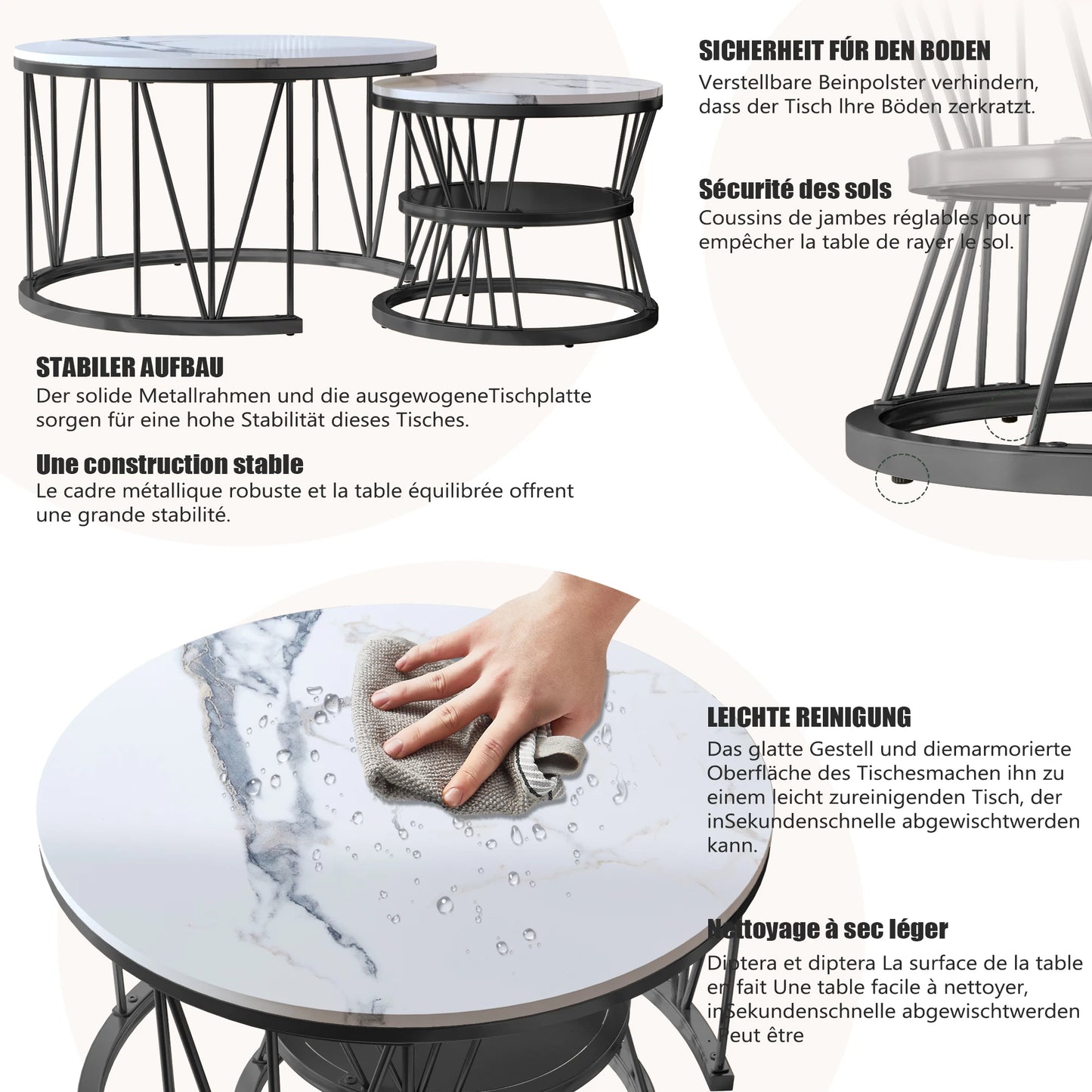 Vilnius Salontafel Set – Marmer Look | 2-Delig