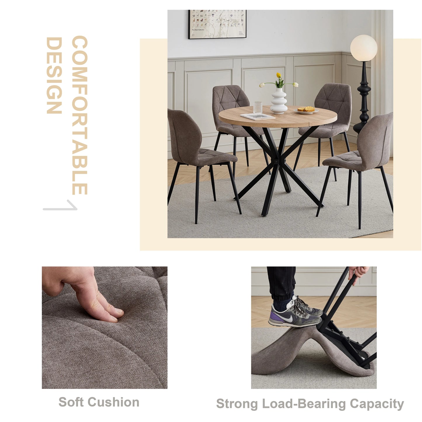 Tallinn Eetkamerstoelen – Linnen | Set van 2/4/6