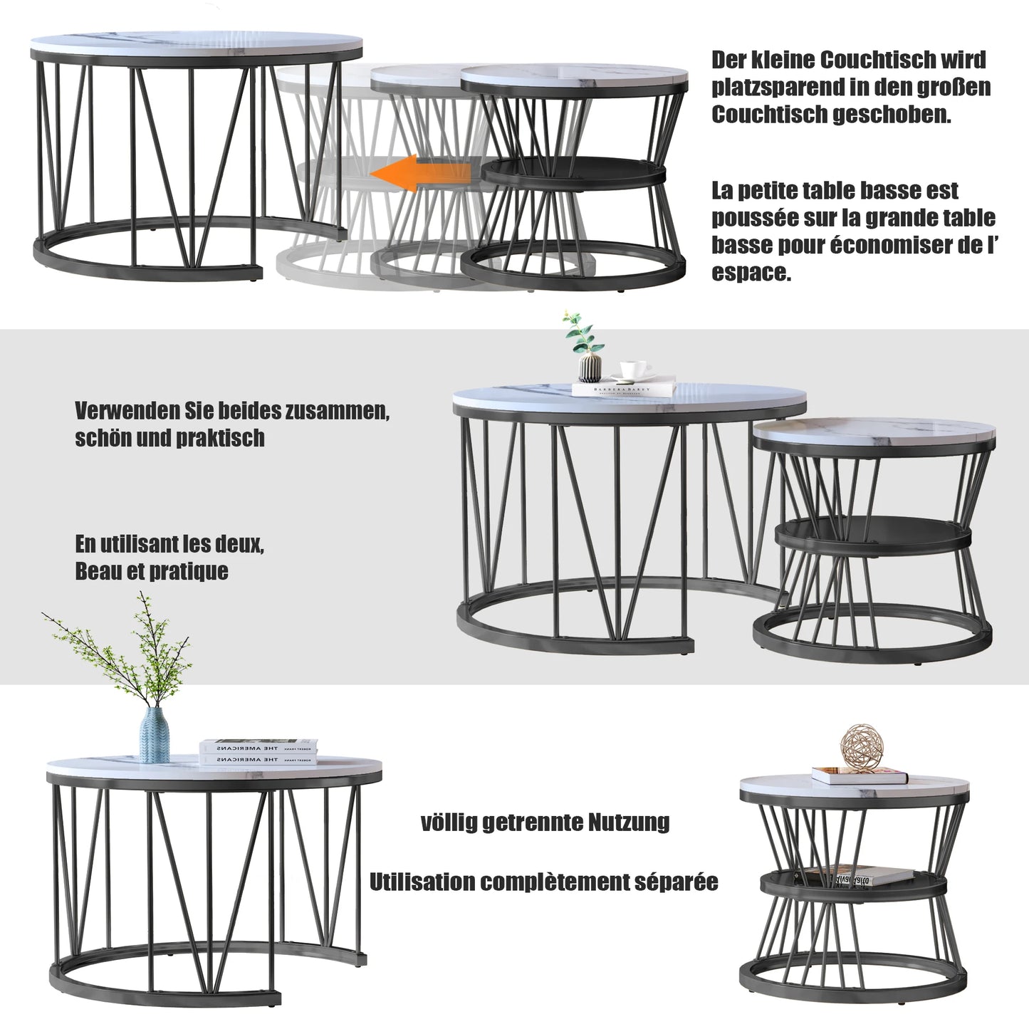 Vilnius Salontafel Set – Marmer Look | 2-Delig