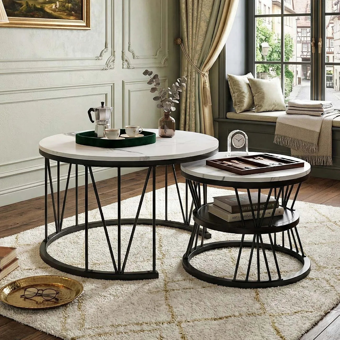 Vilnius Salontafel Set – Marmer Look | 2-Delig