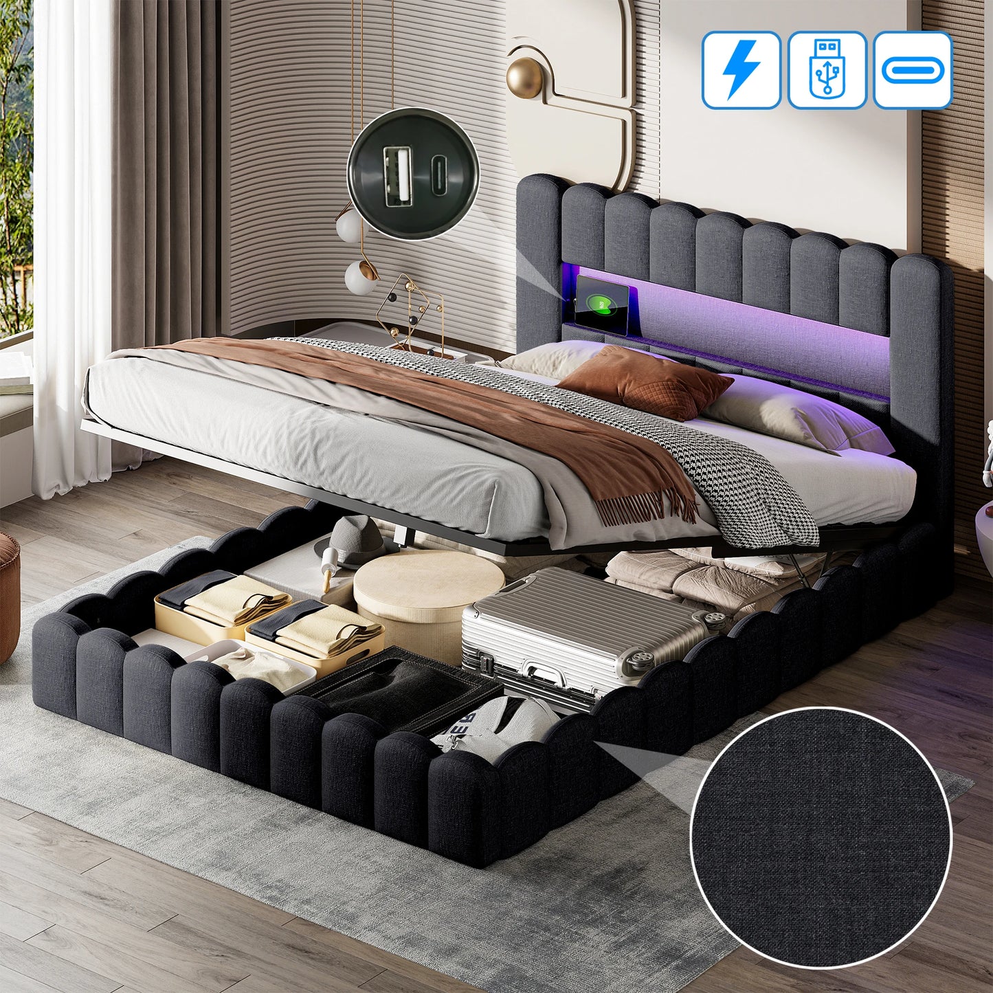 Port bed met USB & LED