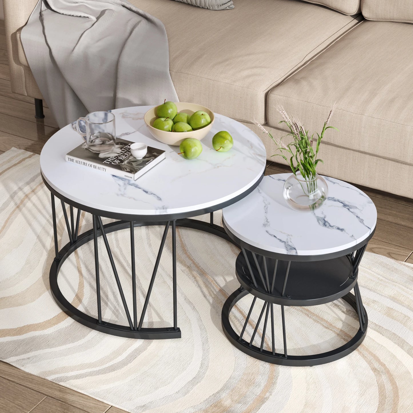 Vilnius Salontafel Set – Marmer Look | 2-Delig