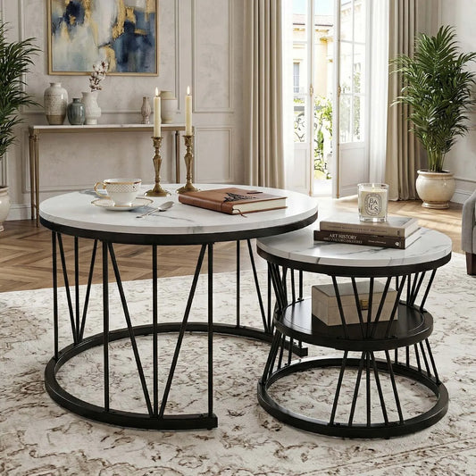 Vilnius Salontafel Set – Marmer Look | 2-Delig
