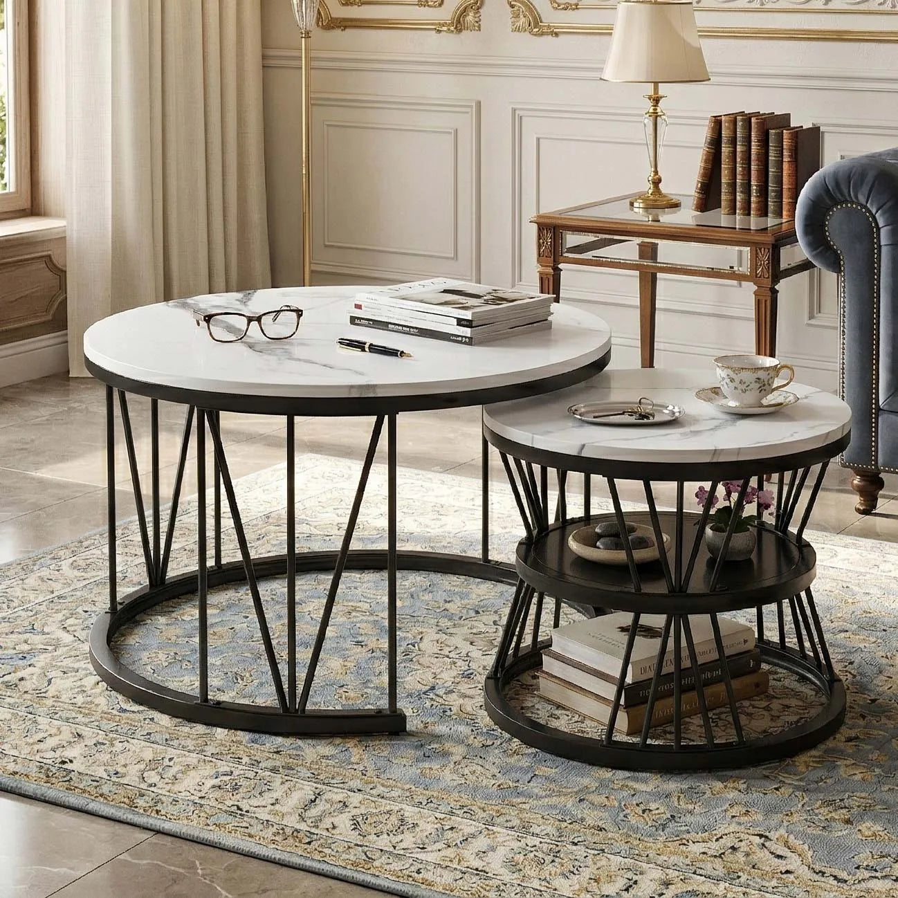 Vilnius Salontafel Set – Marmer Look | 2-Delig