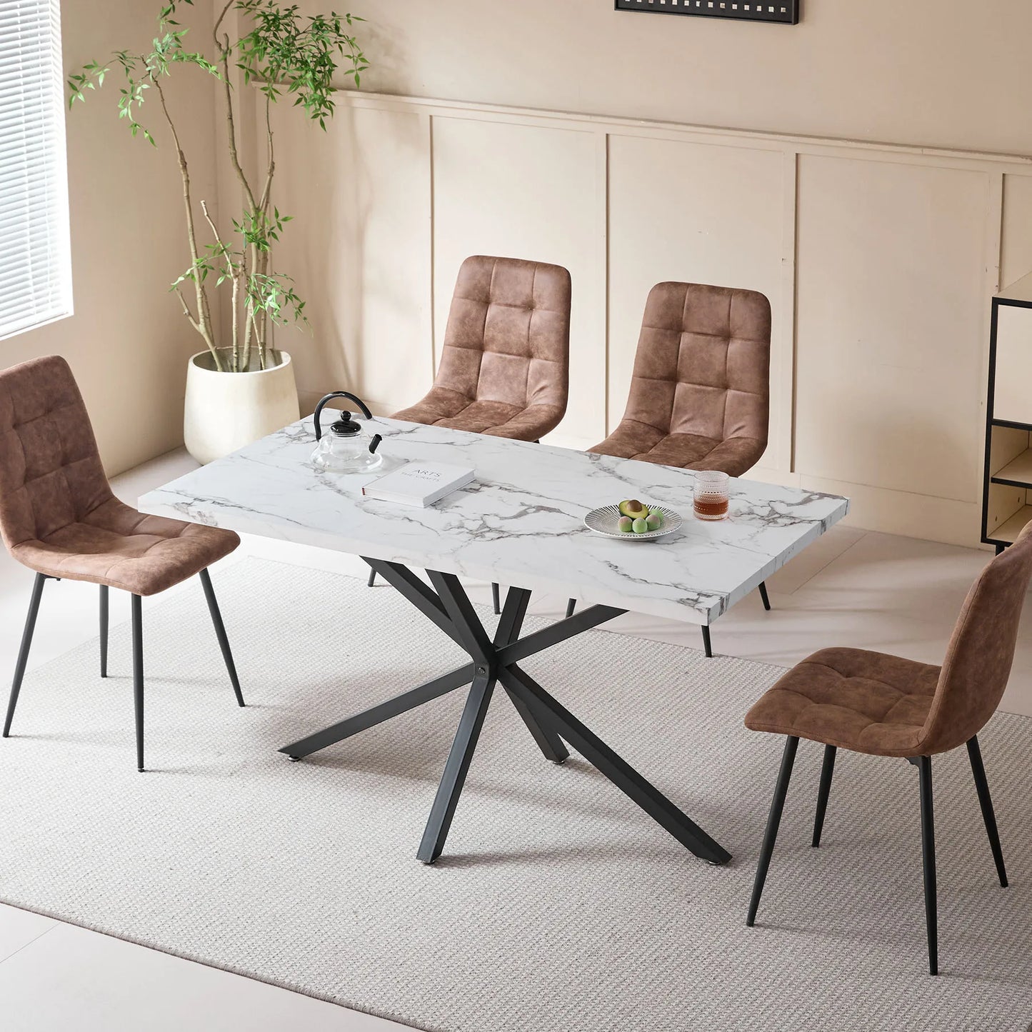 Milan Eettafel – Marmerlook 140 cm | Modern
