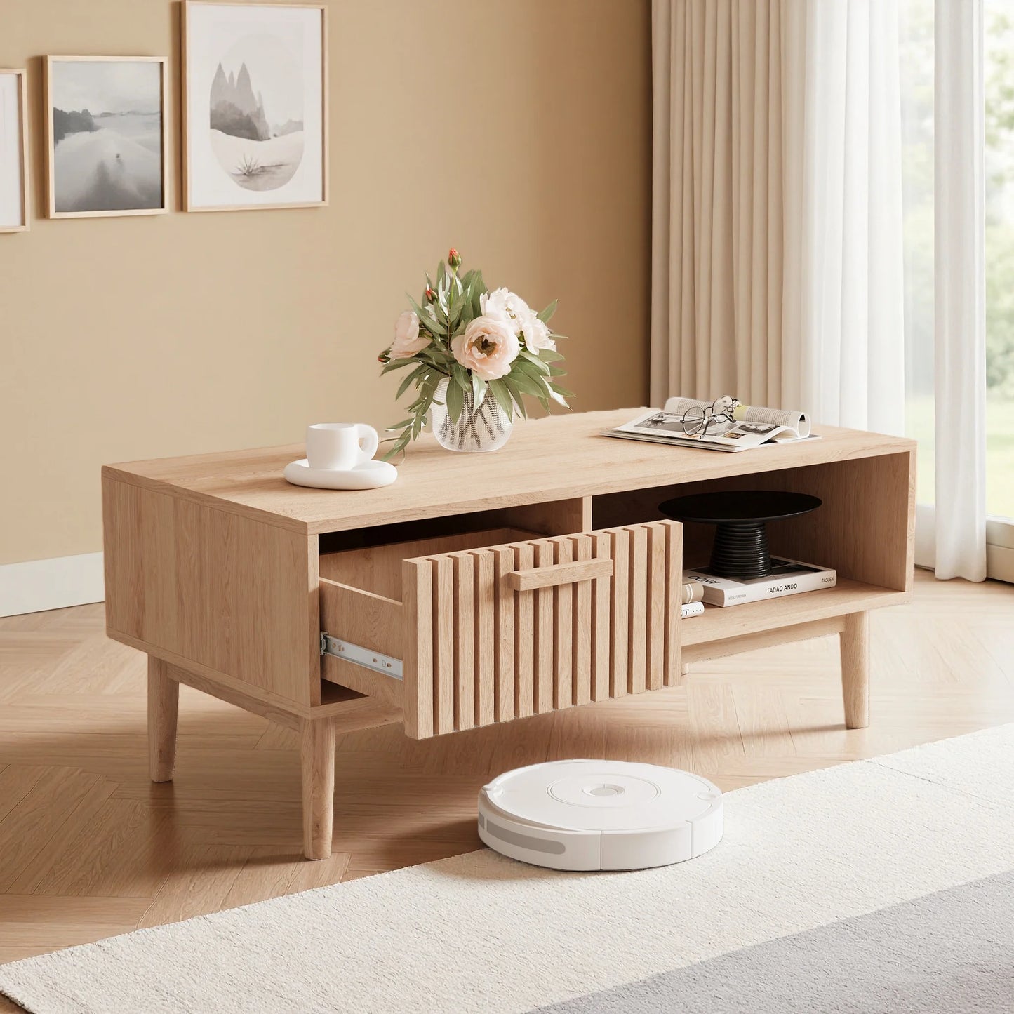 Marbella Salontafel – 100 cm | Met Opberglade