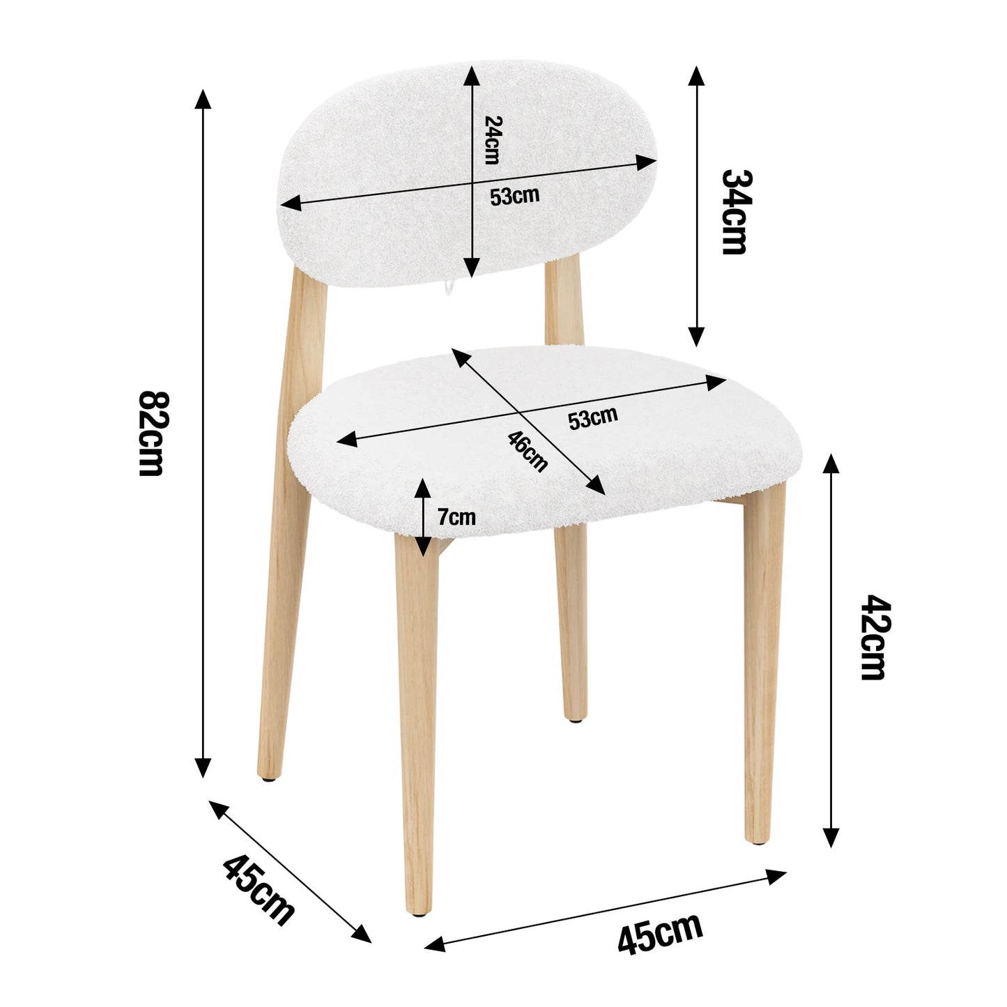 Ljubljana Eetkamerstoelen – Set van 2 | Bouclé Wit