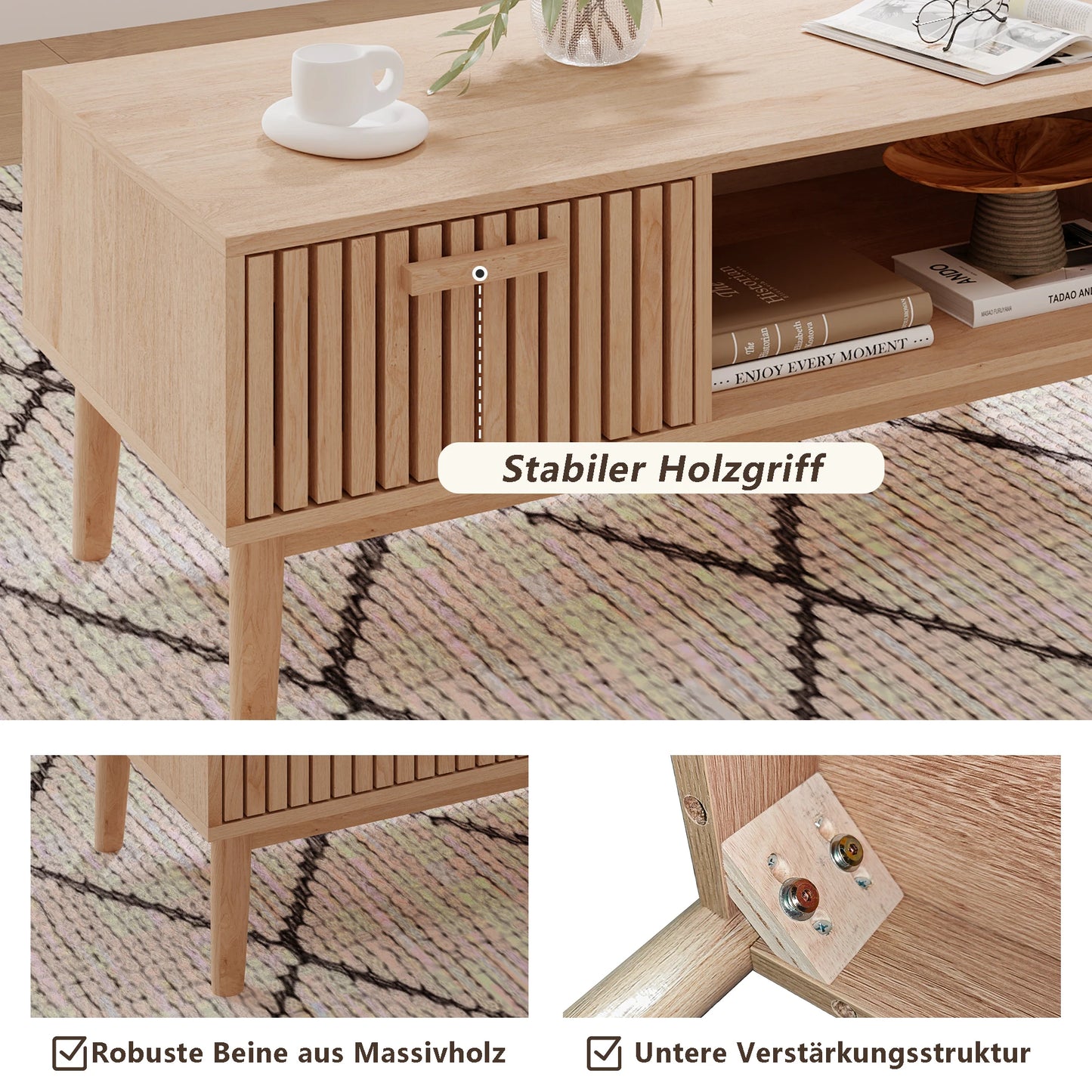 Marbella Salontafel – 100 cm | Met Opberglade