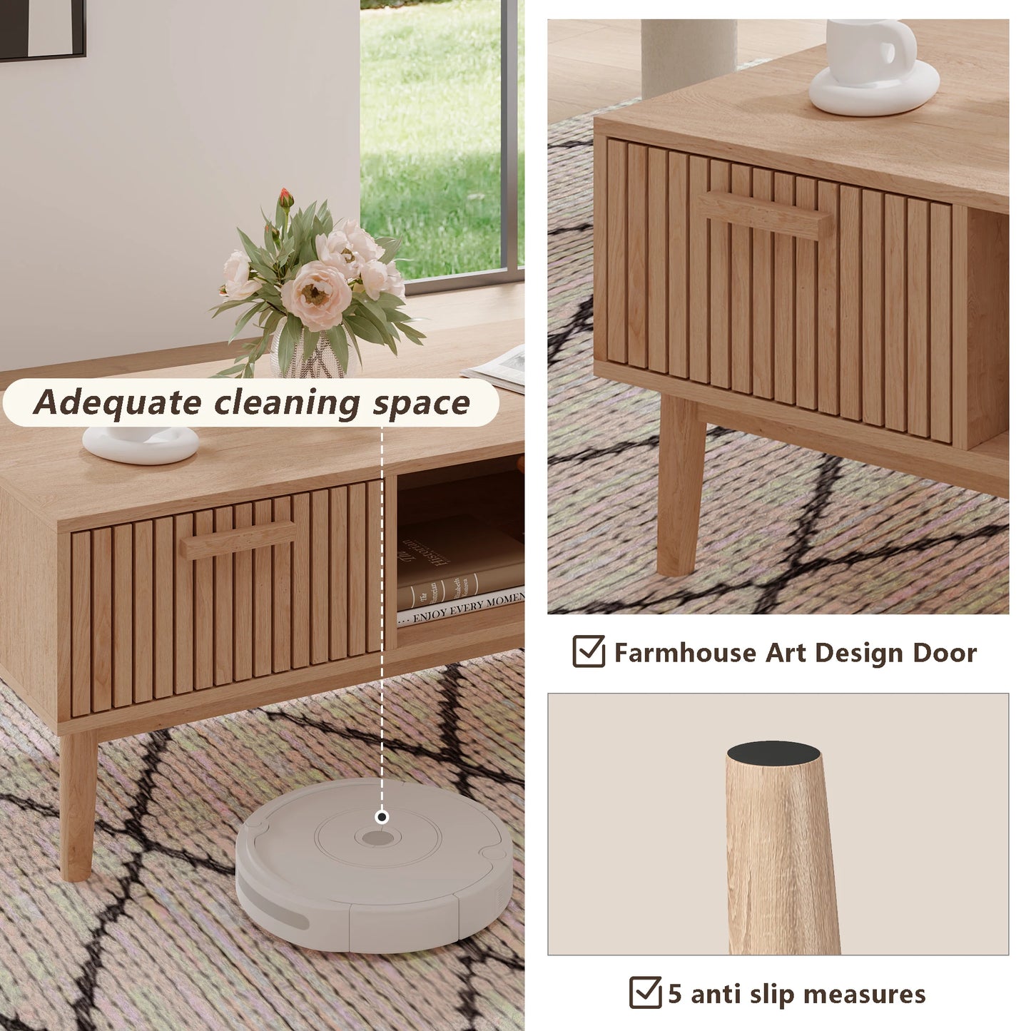 Marbella Salontafel – 100 cm | Met Opberglade