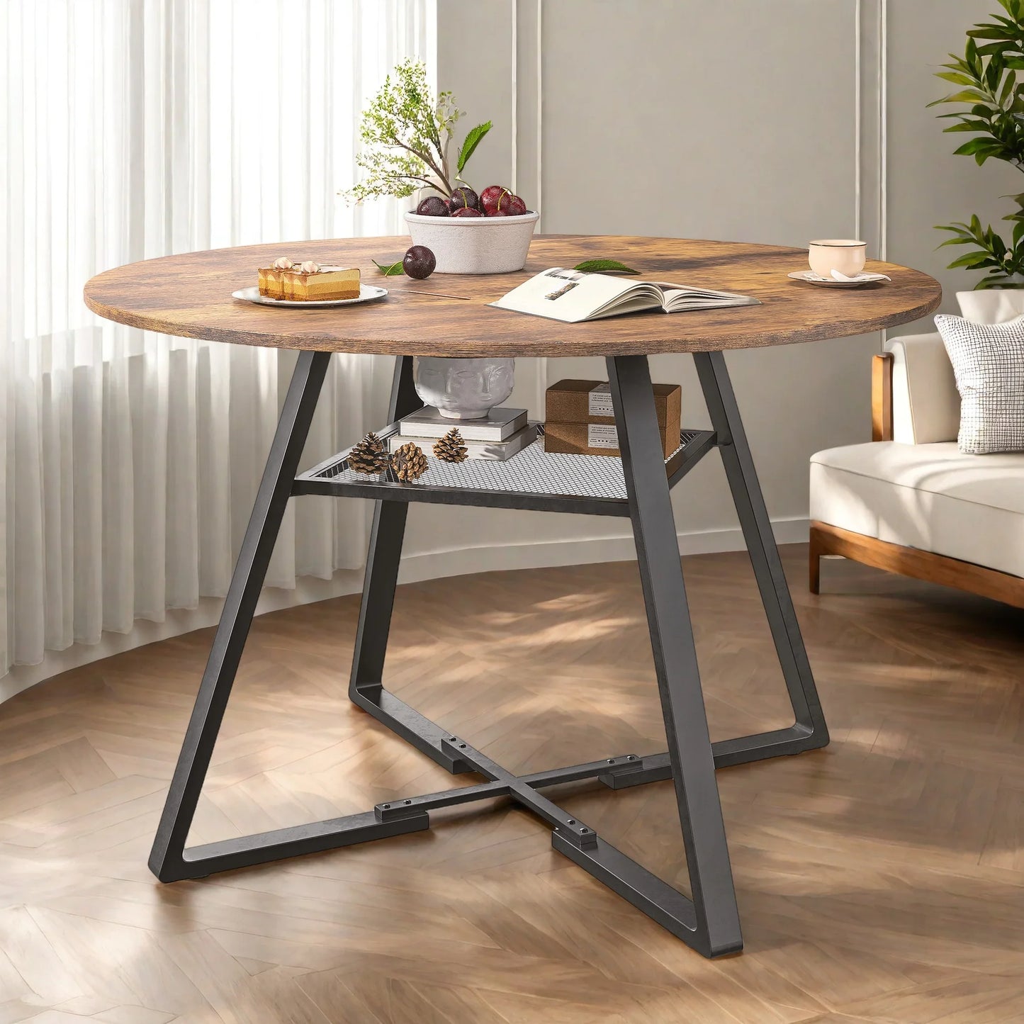 Athens Eettafel – Rond | 120 cm & Industrieel