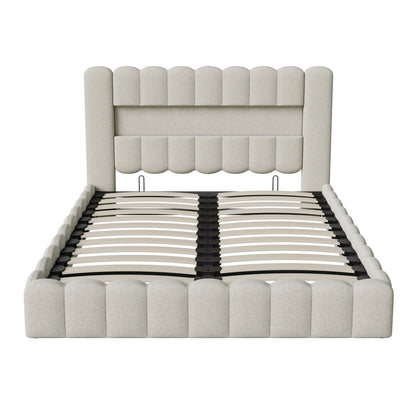 Peru Gestoffeerd Bed 180x200 cm met LED en USB met opbergruimte