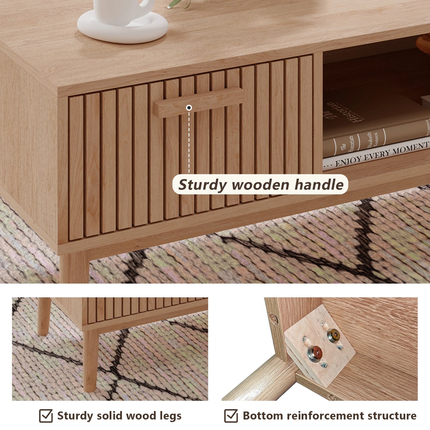 Marbella Salontafel – 100 cm | Met Opberglade