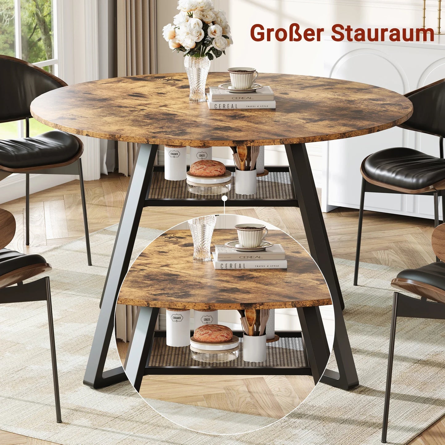 Athens Eettafel – Rond | 120 cm & Industrieel