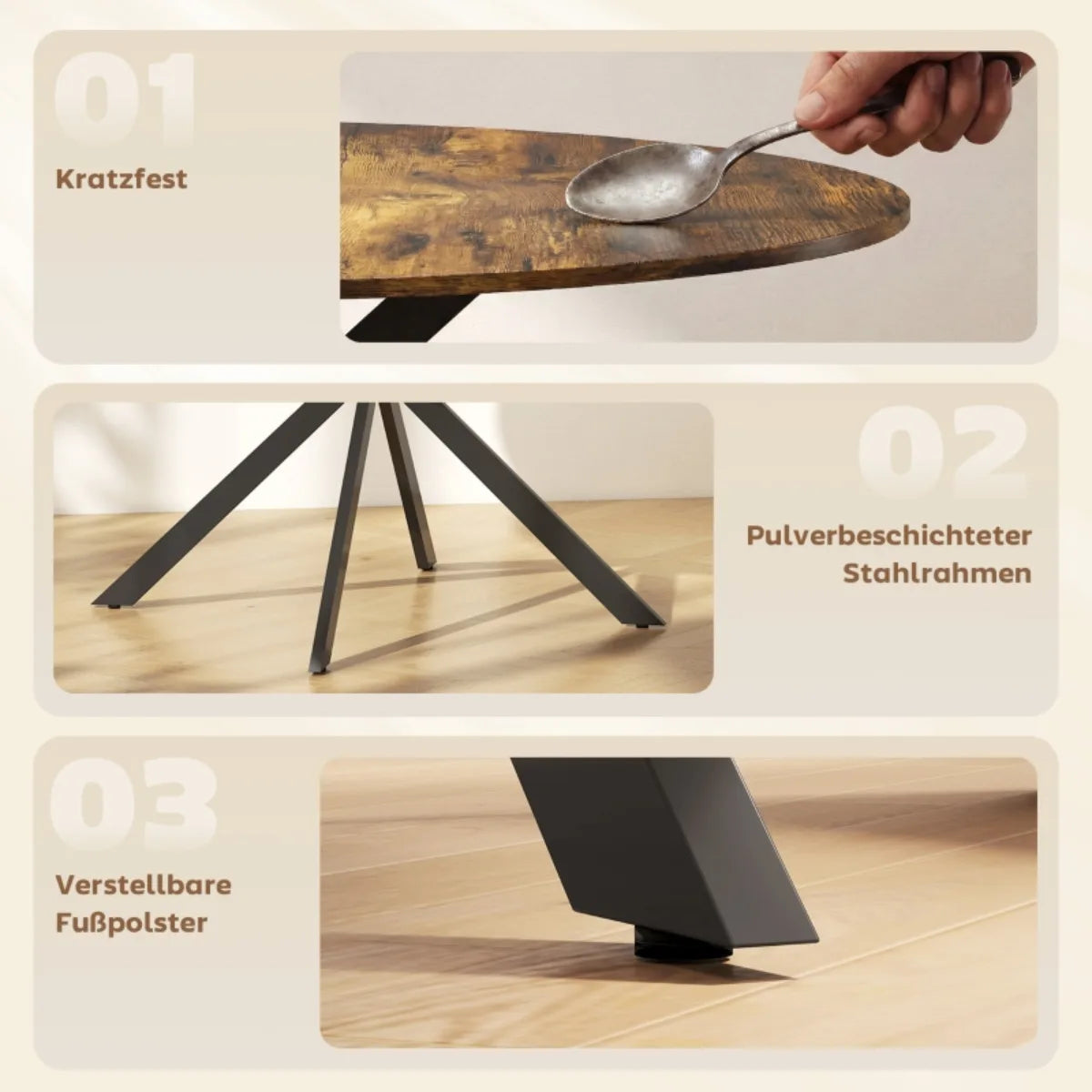 Milan Eettafel – Rond Industrieel | 4 Personen