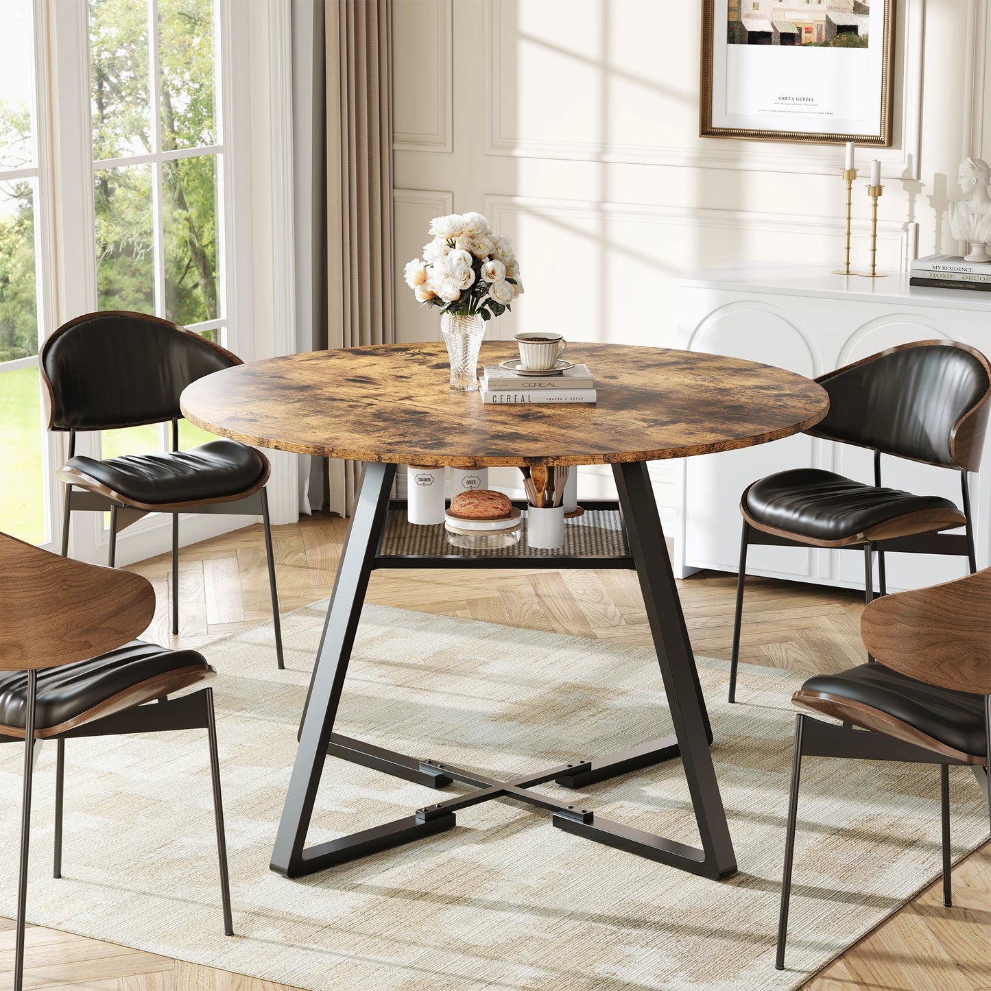 Athens Eettafel – Rond | 120 cm & Industrieel