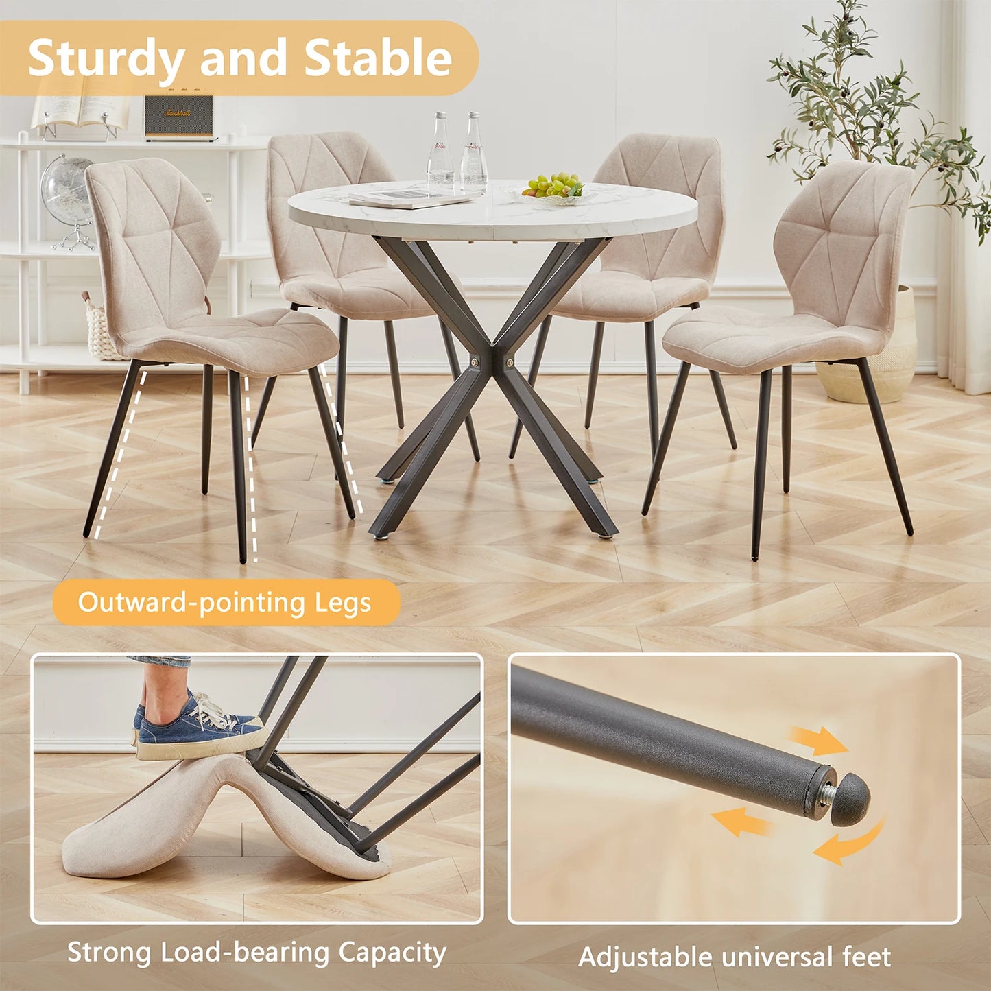 Tallinn Eetkamerstoelen – Linnen | Set van 2/4/6