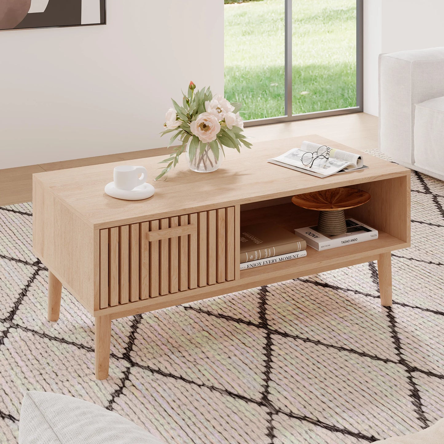 Marbella Salontafel – 100 cm | Met Opberglade