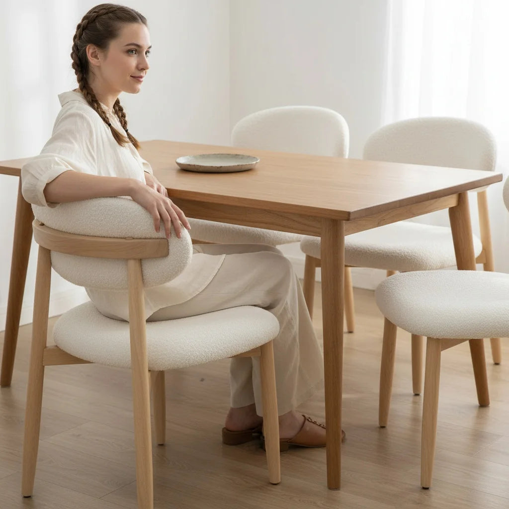 Ljubljana Eetkamerstoelen – Set van 2 | Bouclé Wit