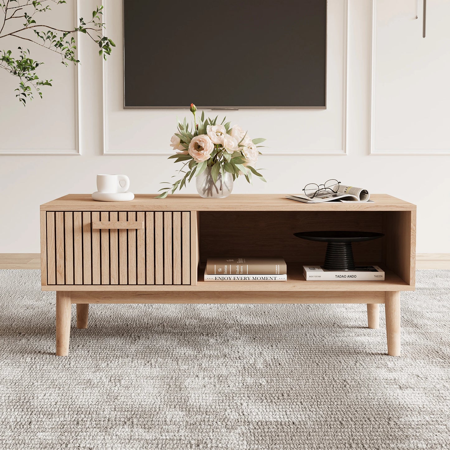 Marbella Salontafel – 100 cm | Met Opberglade
