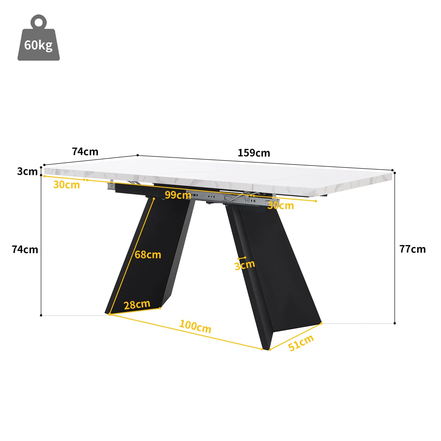 Geneva Eettafel – Uitschuifbaar 99–159 cm | Modern
