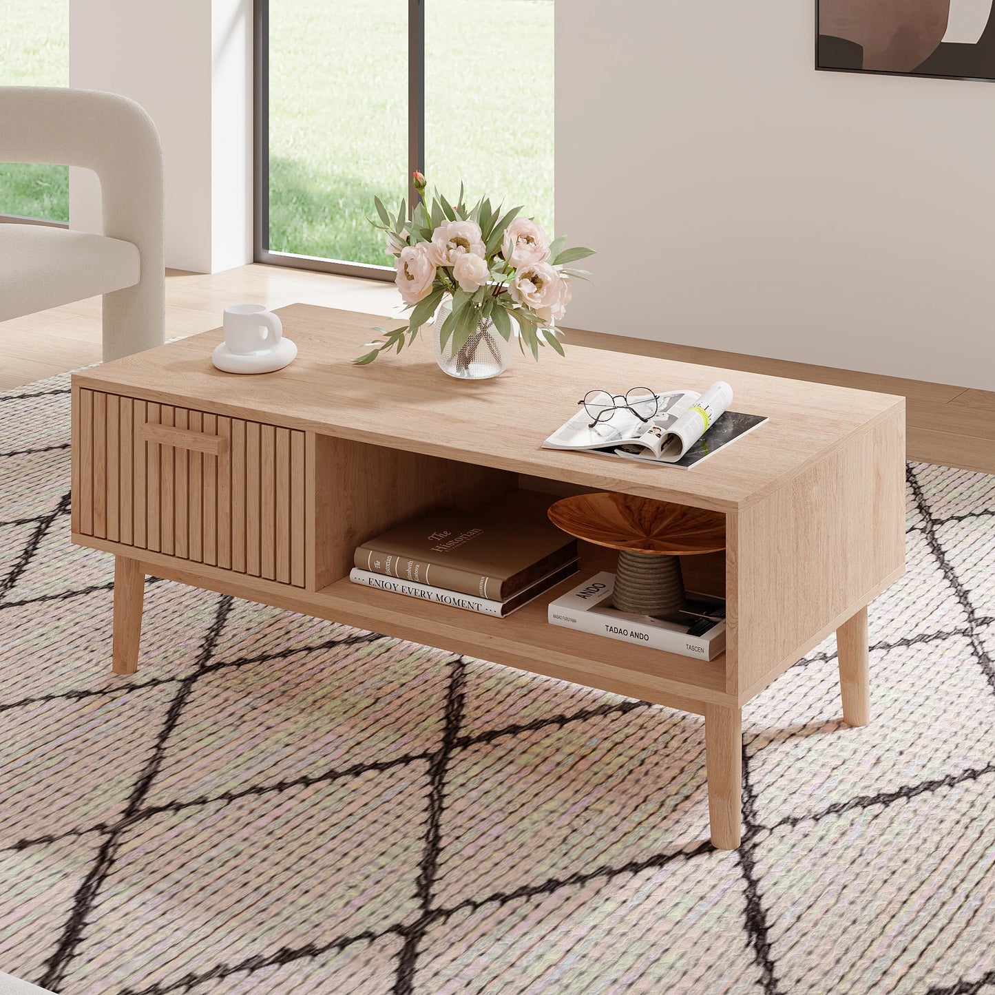 Marbella Salontafel – 100 cm | Met Opberglade