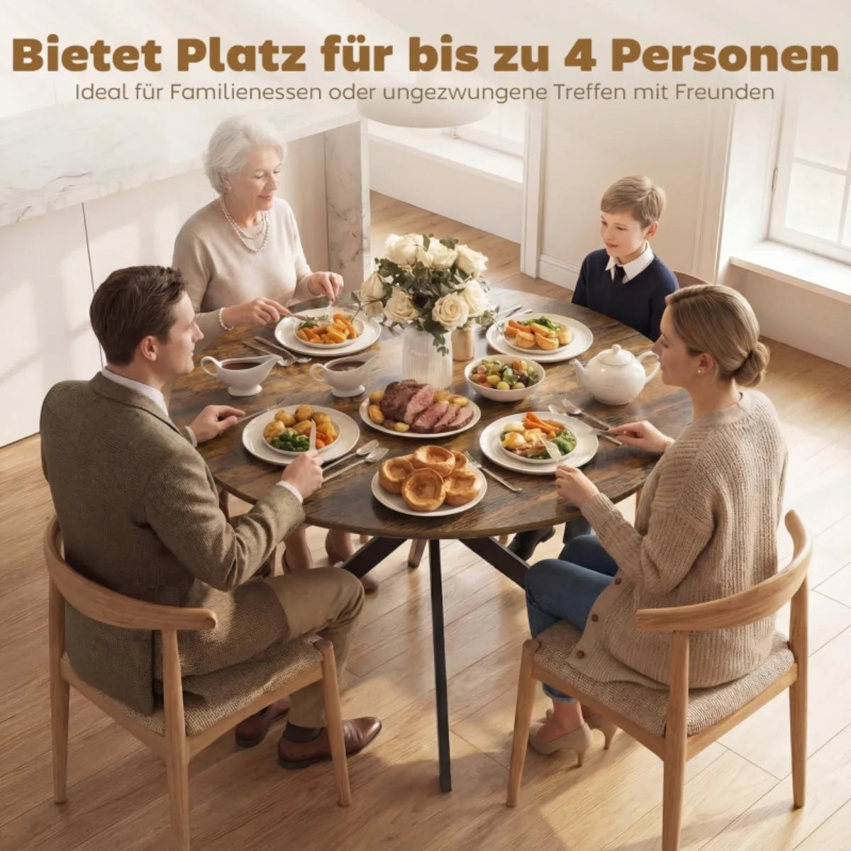 Milan Eettafel – Rond Industrieel | 4 Personen