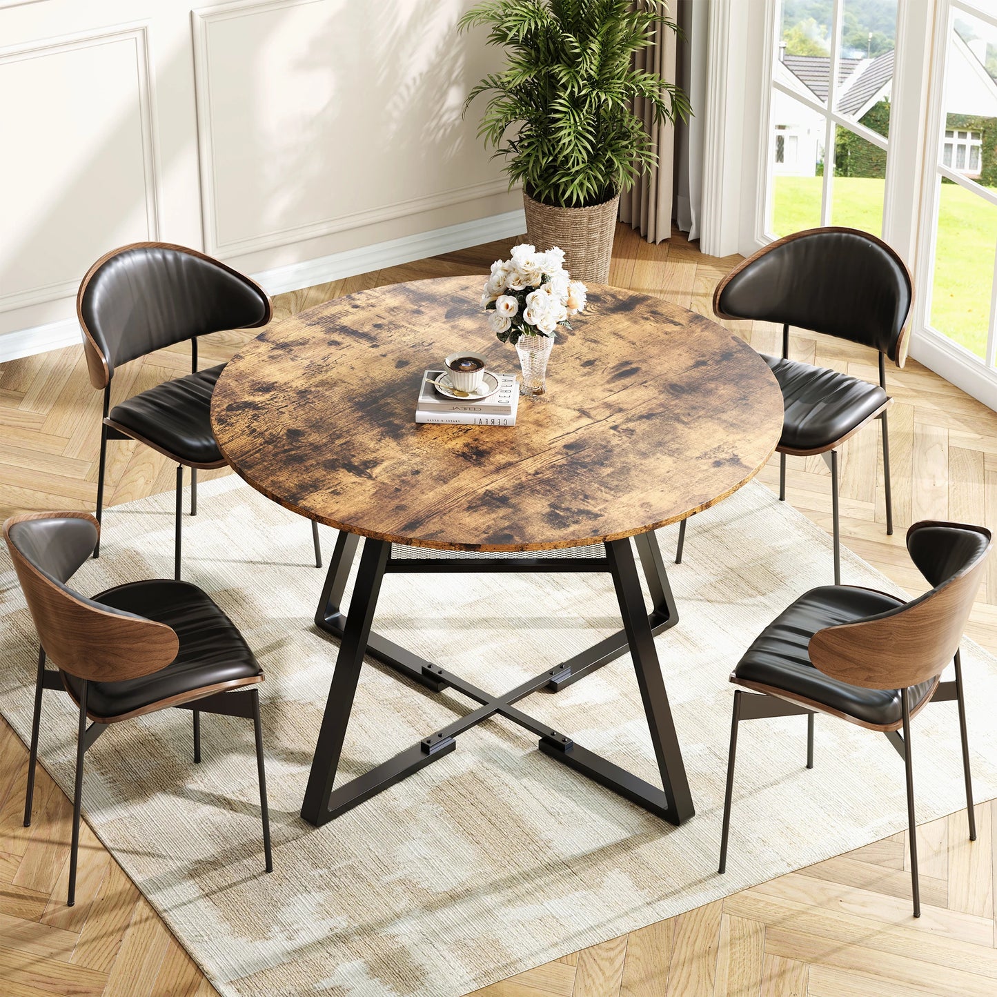 Athens Eettafel – Rond | 120 cm & Industrieel