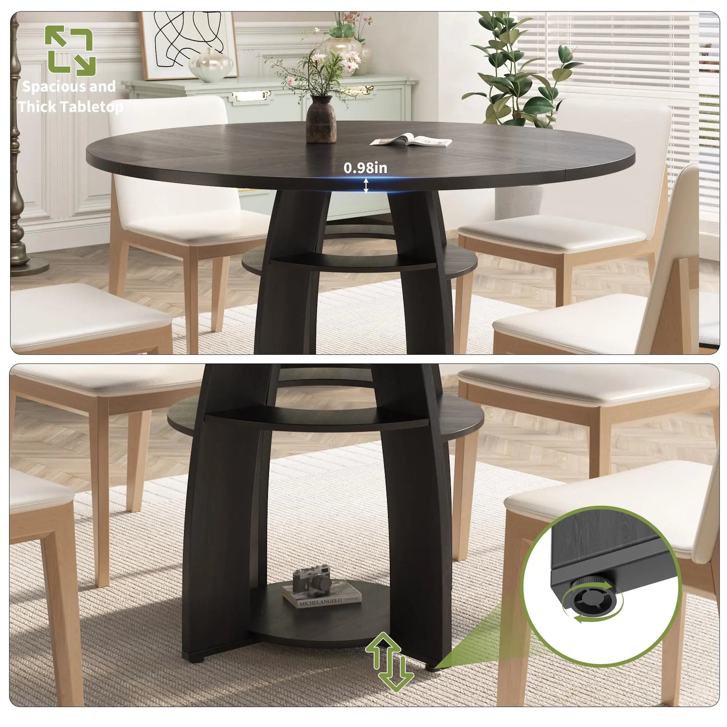 Verona Eettafel – Rond | 4–6 Personen & Opbergruimte