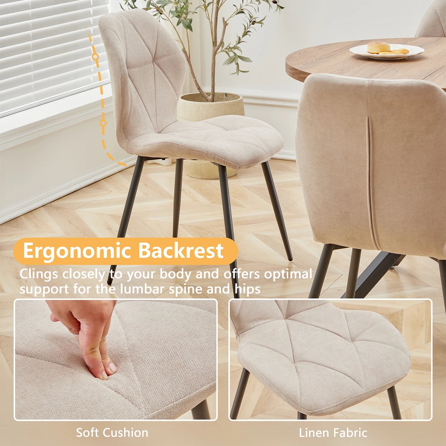 Tallinn Eetkamerstoelen – Linnen | Set van 2/4/6