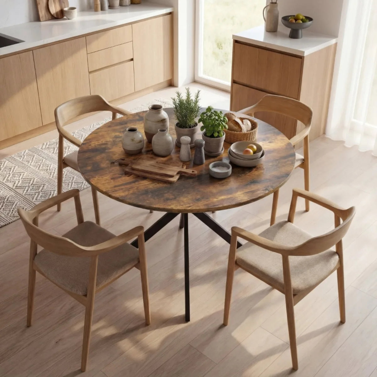 Milan Eettafel – Rond Industrieel | 4 Personen