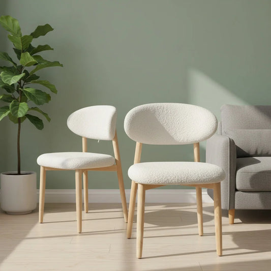 Ljubljana Eetkamerstoelen – Set van 2 | Bouclé Wit