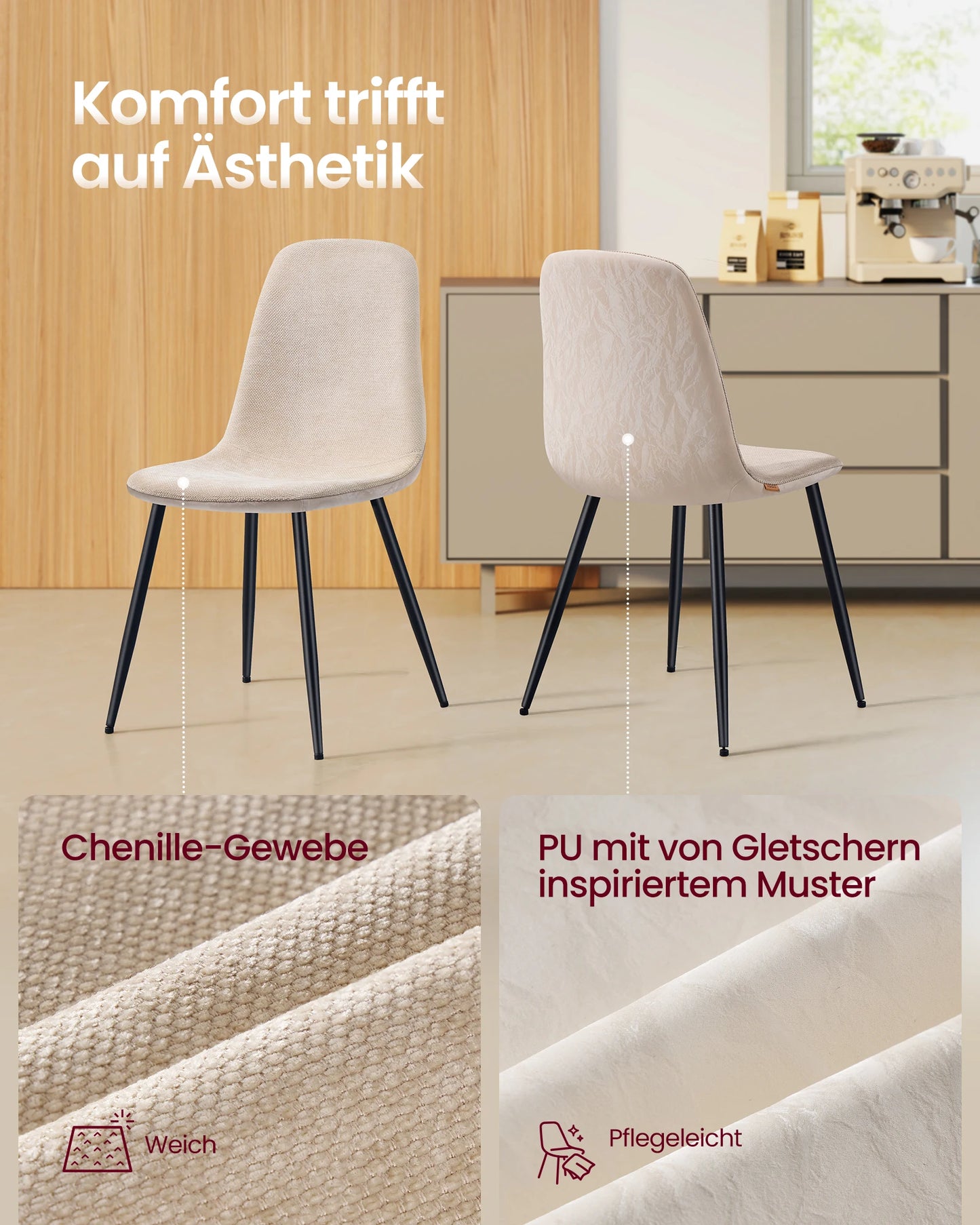 Malaga Stoelen – 4-Delig | Zacht & Modern Design
