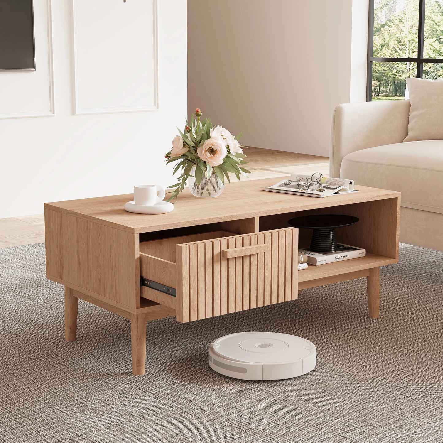 Marbella Salontafel – 100 cm | Met Opberglade