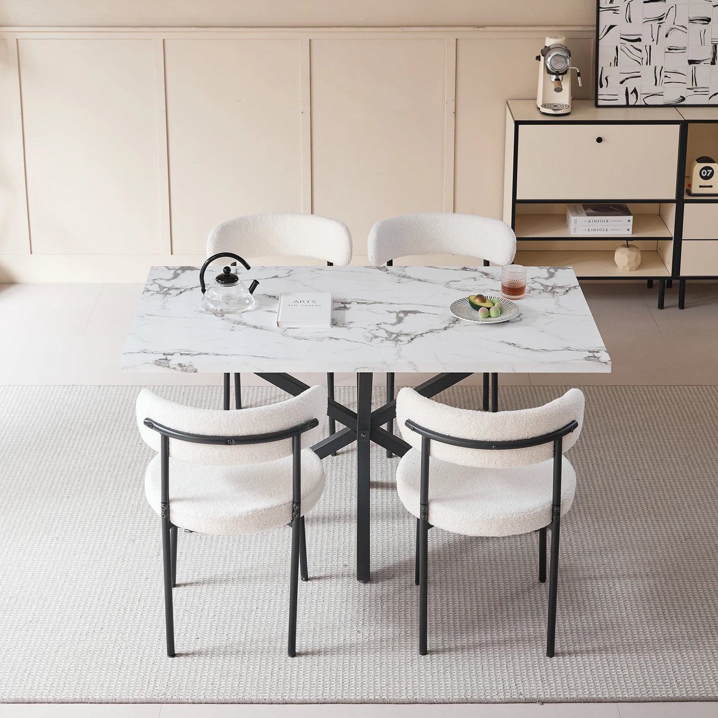 Milan Eettafel – Marmerlook 140 cm | Modern