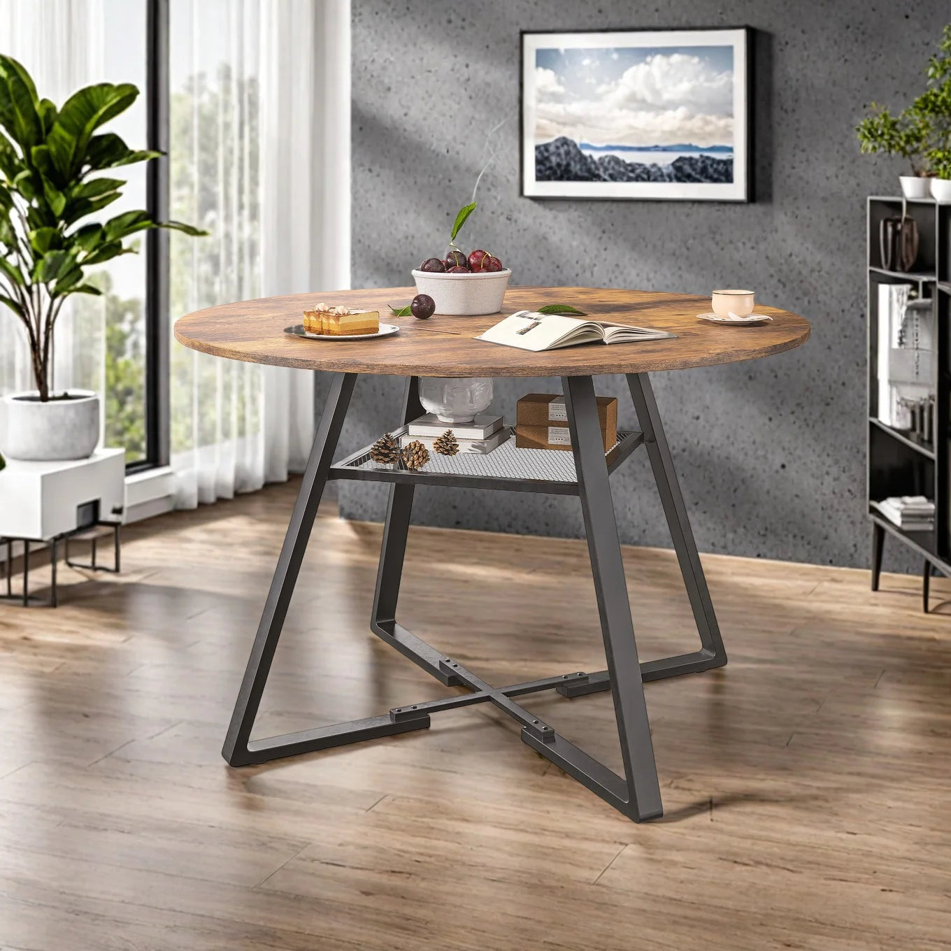 Athens Eettafel – Rond | 120 cm & Industrieel
