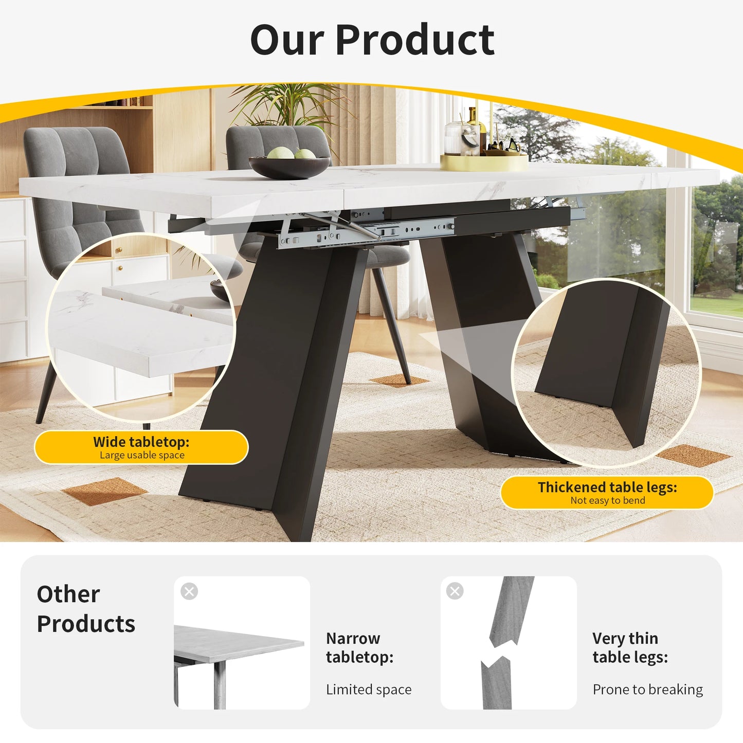 Geneva Eettafel – Uitschuifbaar 99–159 cm | Modern