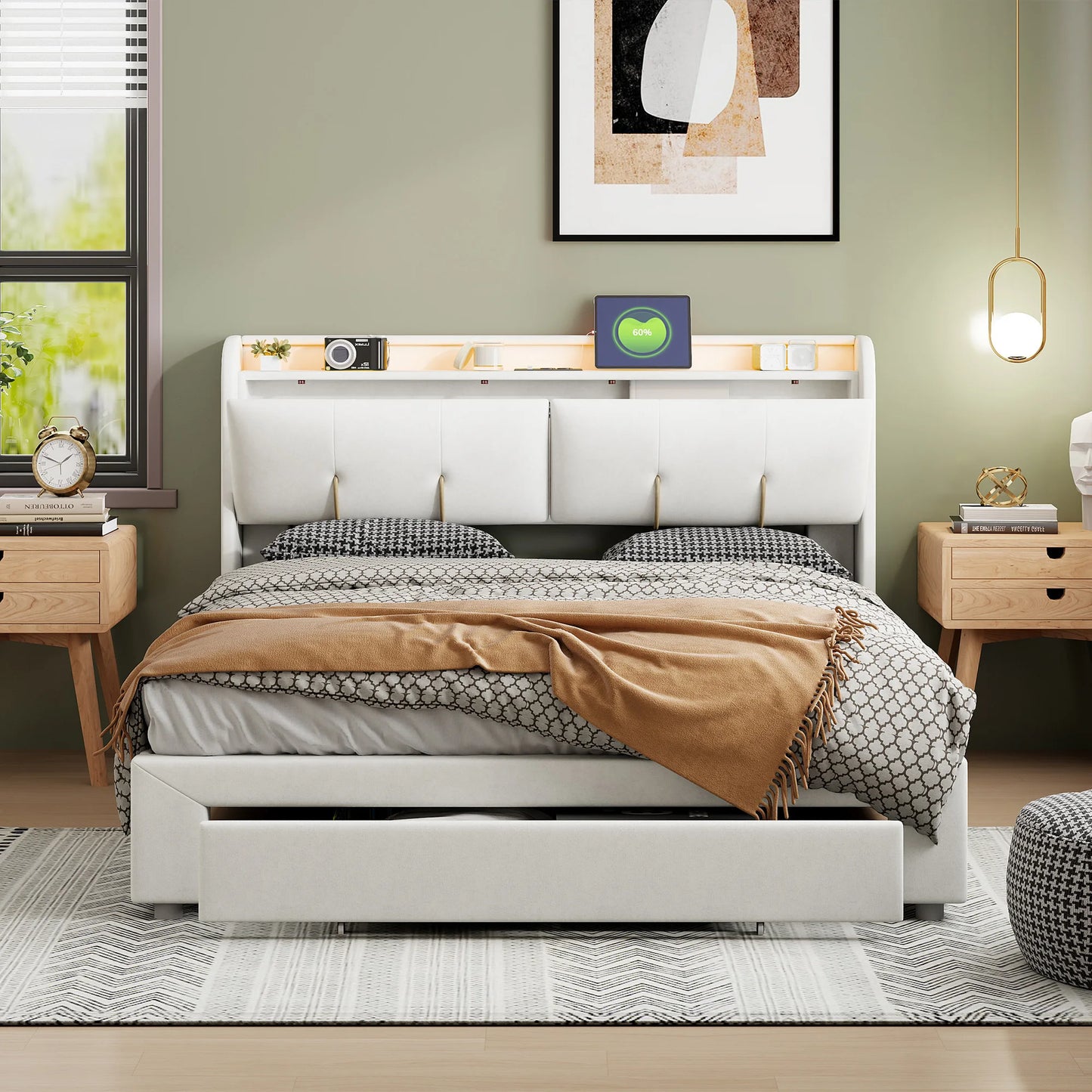 Luba bed met gasveer‑opslag