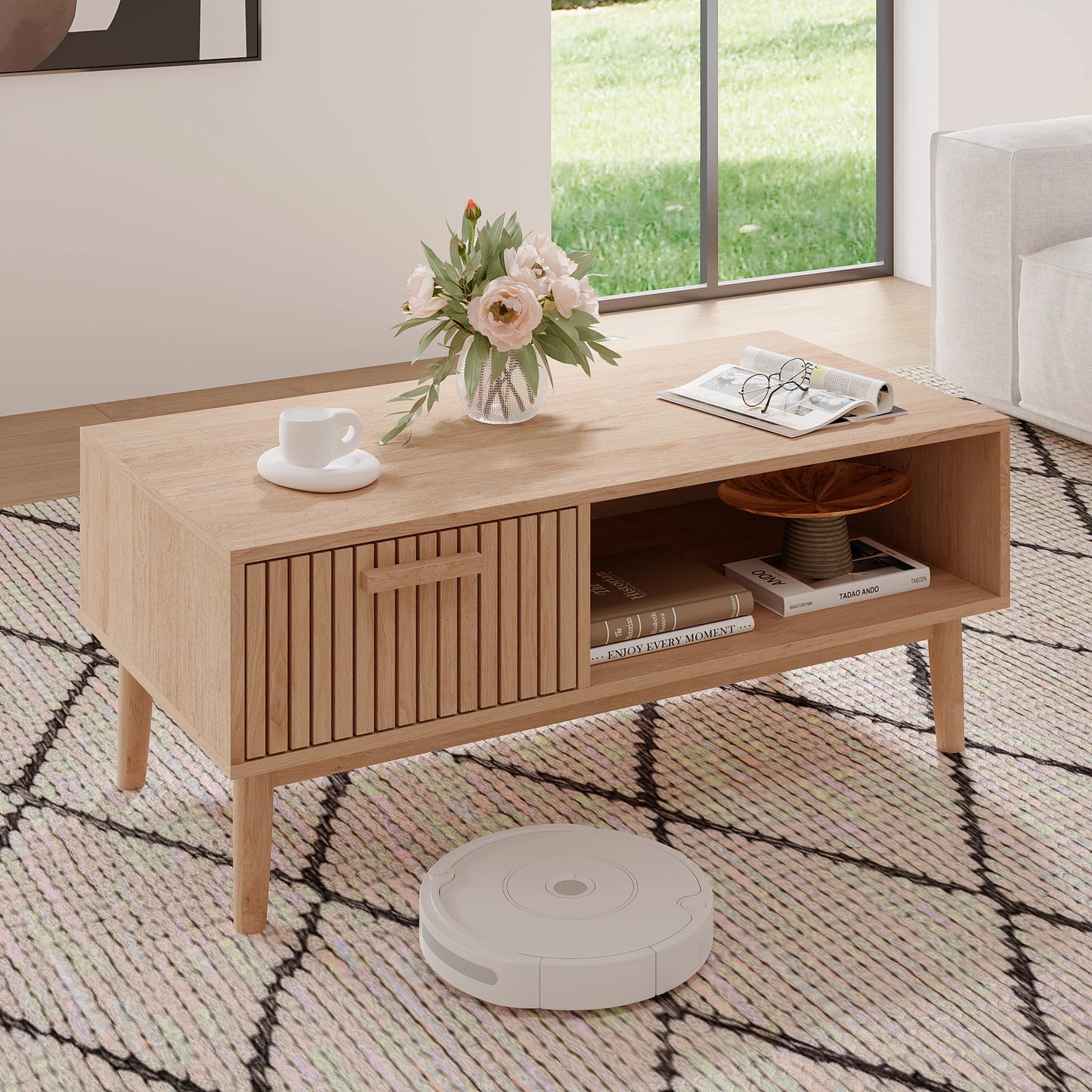 Marbella Salontafel – 100 cm | Met Opberglade